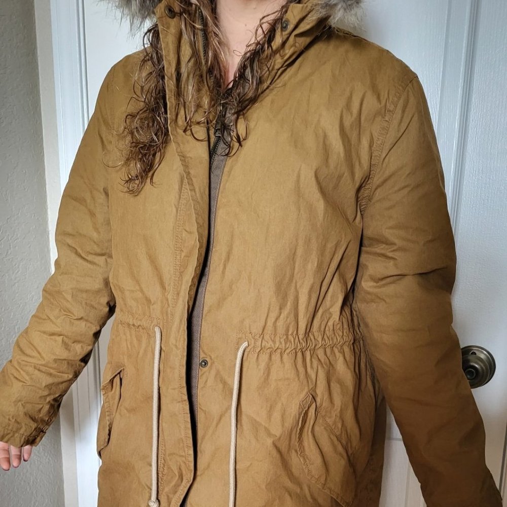 Old Navy fur lined utility jacket in caramel